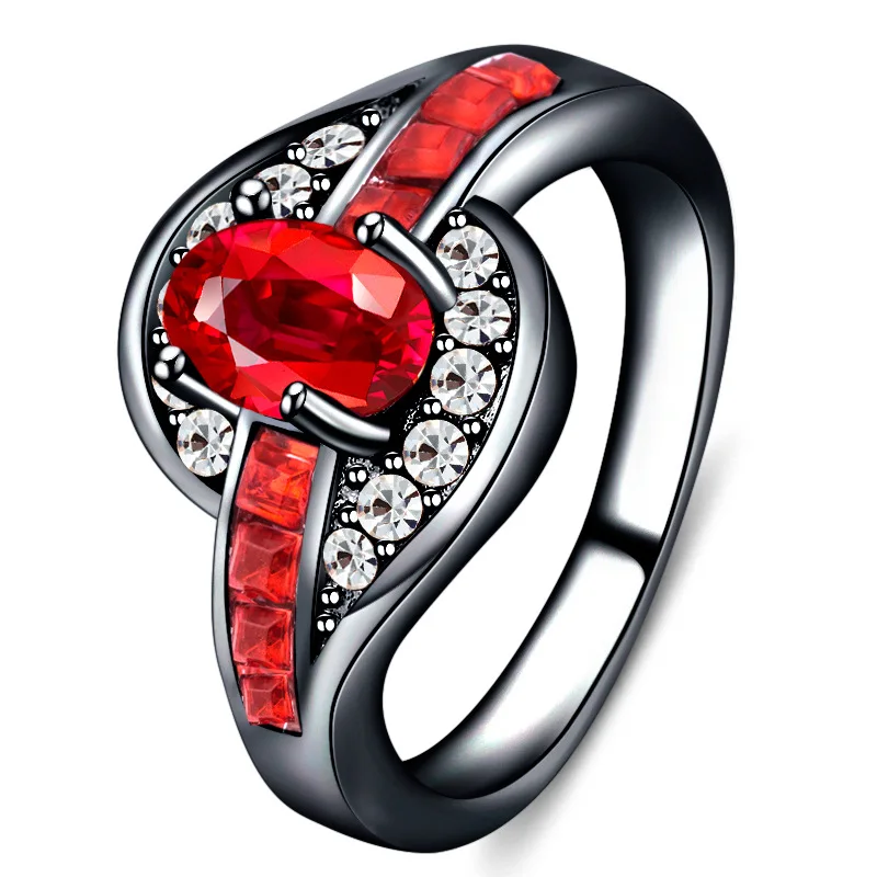 Красивое ретро черно-Золотое фиолетовое/красное/зеленое 8 цветов CZ обручальное