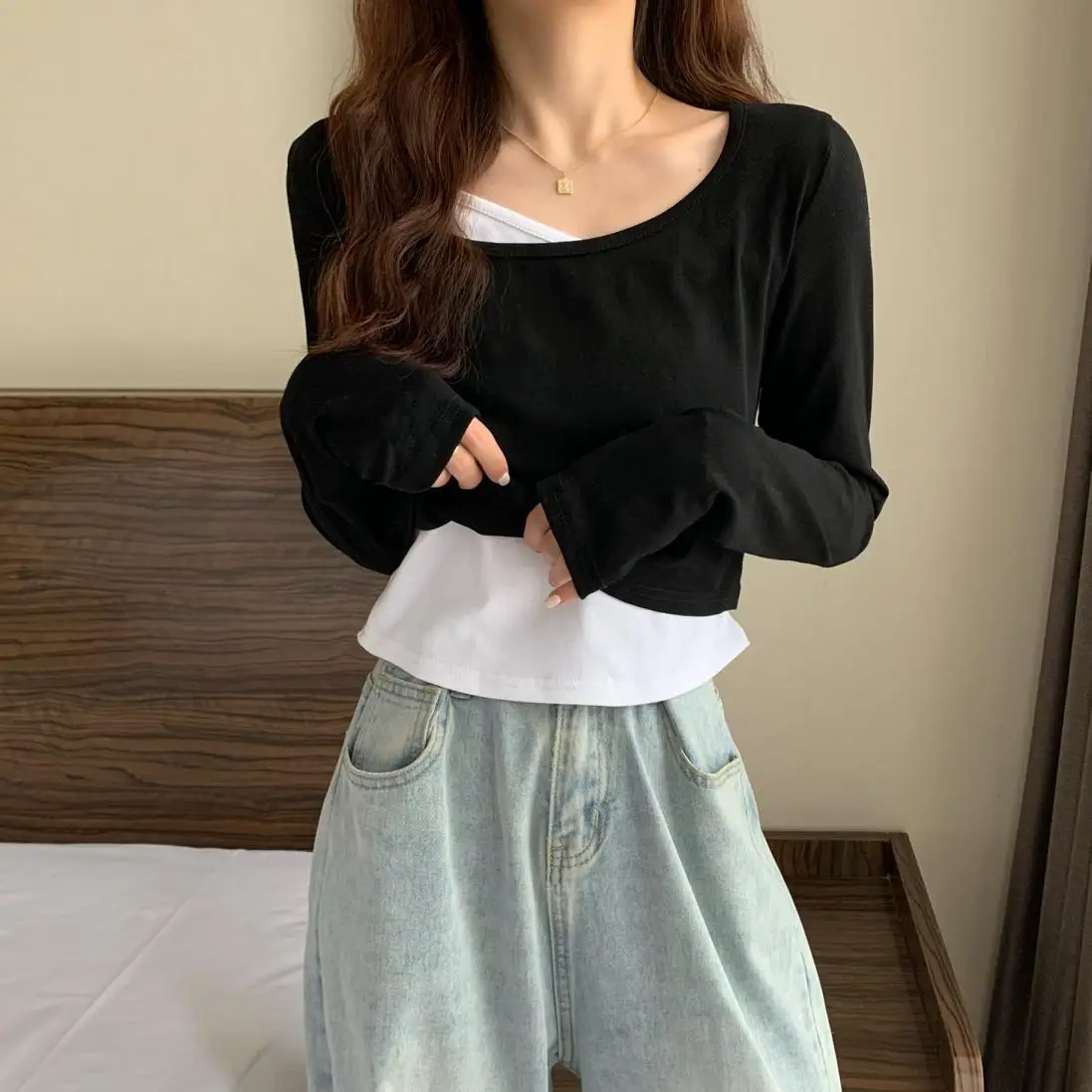 

long-sleeve T-shirt women 9654#