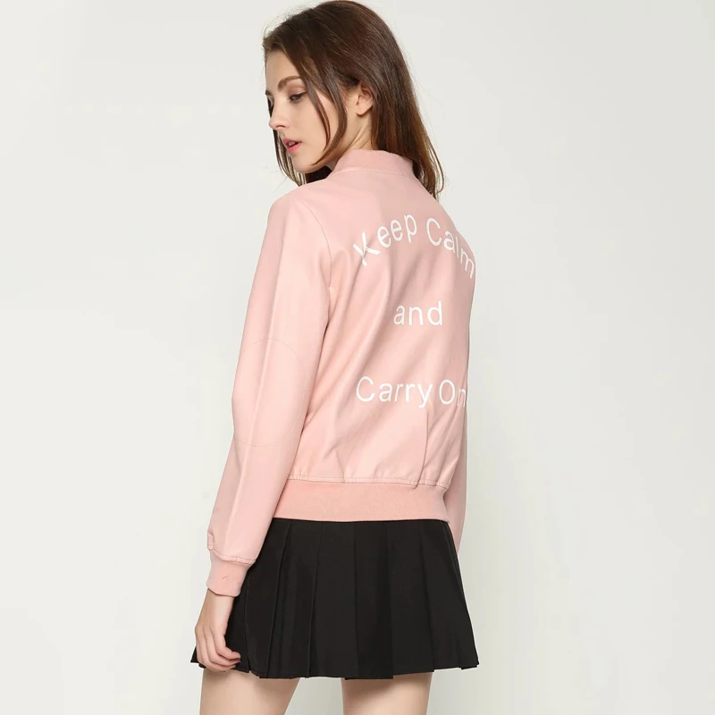 Женская короткая куртка бомбер TMODA255 из искусственной кожи в повседневном стиле