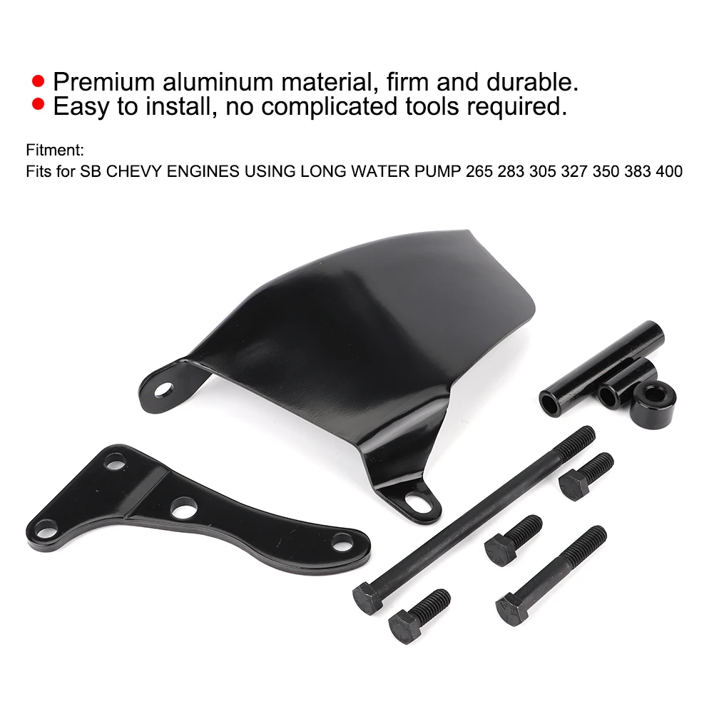 

1 Set Aluminum Alternator Bracket Gloss Black Fits For SBC Chevy 350 Long Water Pump Gloss Black Car Accessories
