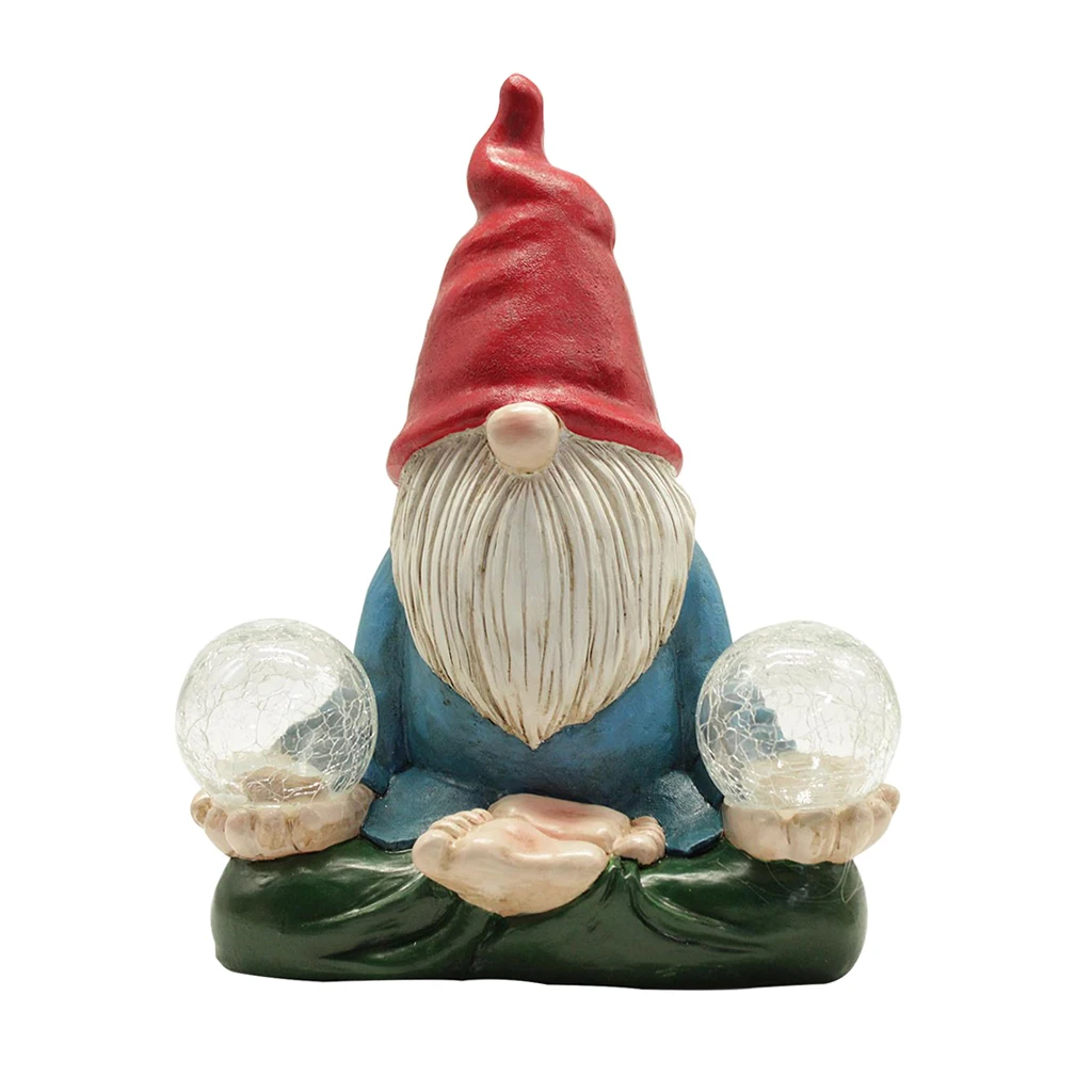 

Gnome Figurine Carrying Orb with Solar LED Lights for Yard Outdoor