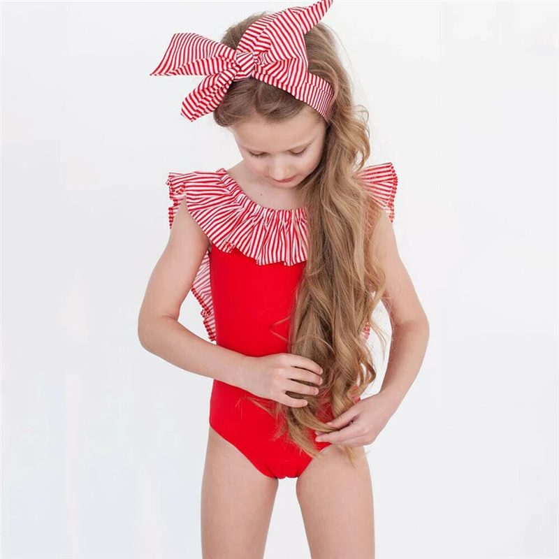 Детский полосатый купальник для девочек 2019|Купальные костюмы| |