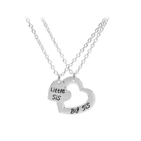 delysia king 2021 new 2pcs heart necklace matching little sister big sister trendy gift color silver