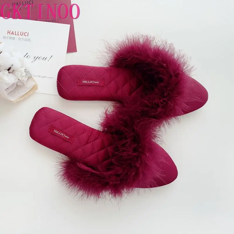 GKTINOO 2022 New Lovely Women Flip Flop Pointed Toe Home Floor Soft Slippers Female Shoes Girls Winter Spring Warm | Обувь