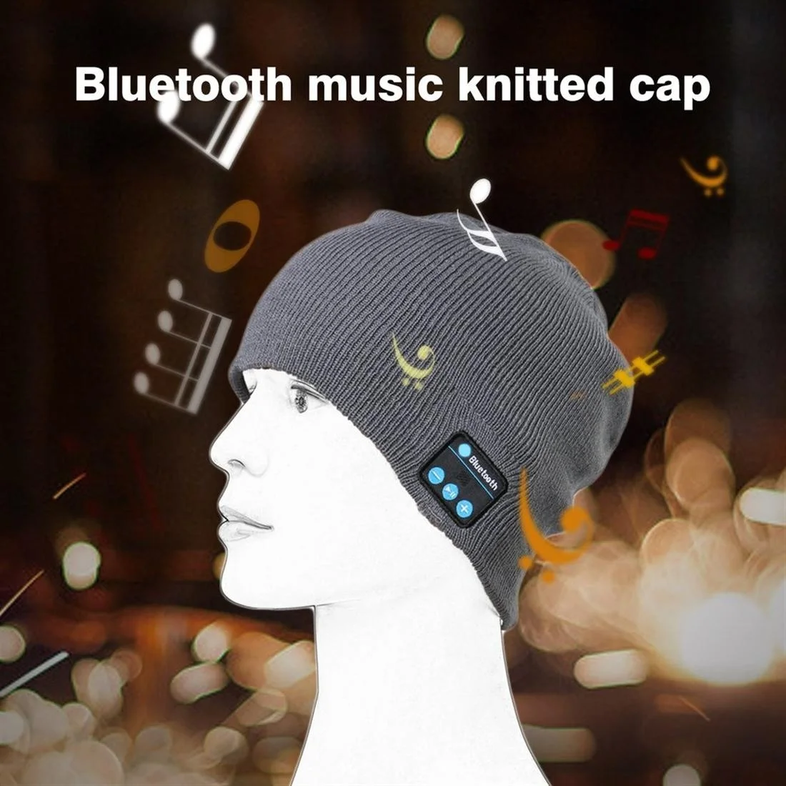 Беспроводная шапка, наушники, Bluetooth, для ношения, Bluetooth 4,2, музыкальная шапка, зимняя теплая вязаная шапка, вязаная шапка с микрофоном для спорта