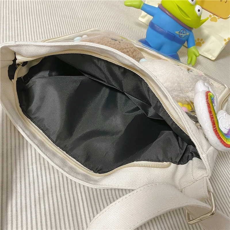 Дешевые булавки для дисплея Itabag, прозрачные женские сумки на плечо из ПВХ, модные холщовые сумки для девочек, аниме Ita, сумка через плечо, милая сумка-тоут (art.: 3920cd55ad710) - 3920cd55ad710