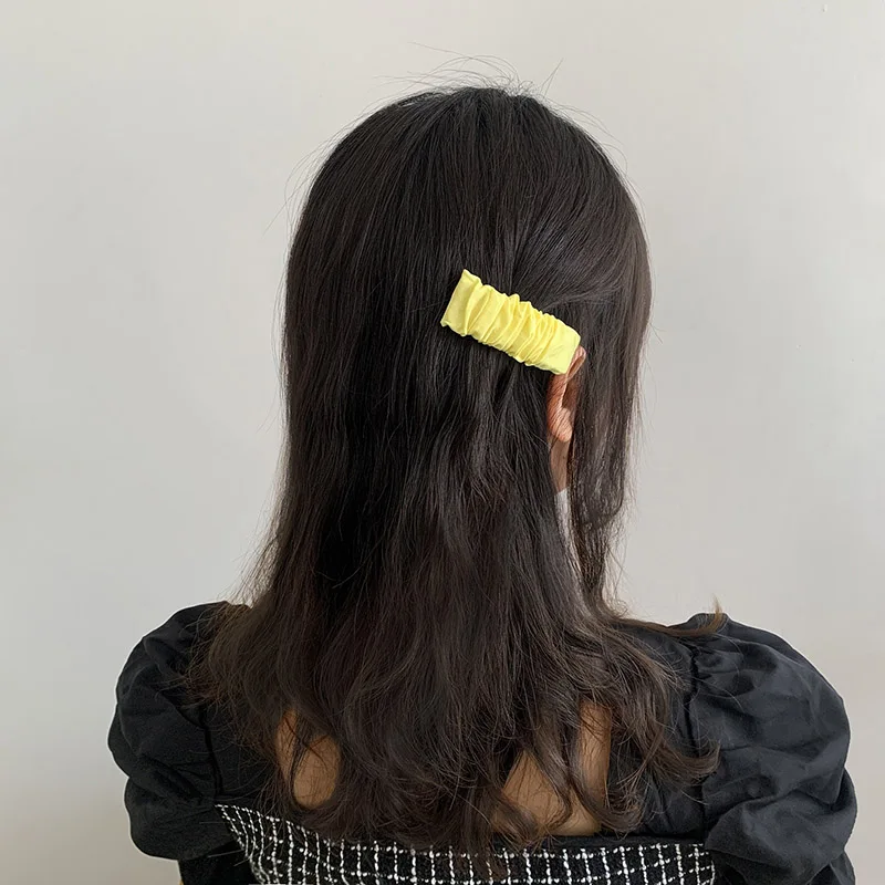 

New Women Cute Pleated Fabric Hair Clips Girls Lovely Hairpins Solid color Simple Side Bangs Barrettes Fashion Hair Accessories
