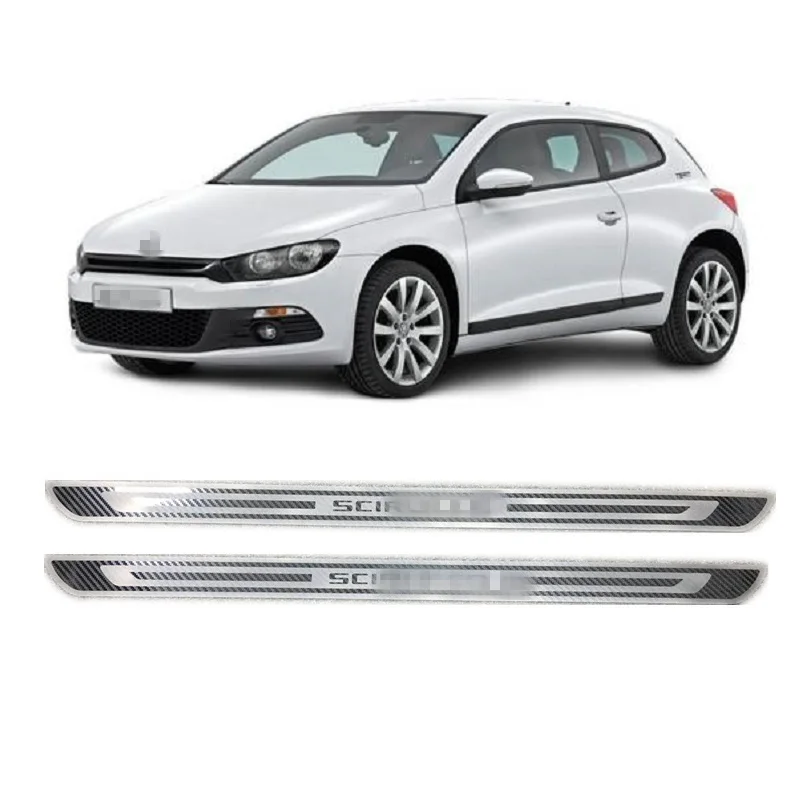 Накладка на порог из углеродного волокна для Volkswagen Scirocco R MK3 2009 2018 нержавеющей