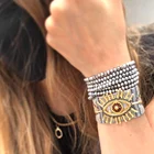 Турция сглаза браслет для женщин зеленый глаз браслеты ювелирные изделия хрустальные бусины ювелирные изделия жгутовых полосок Miyuki браслеты подарок
