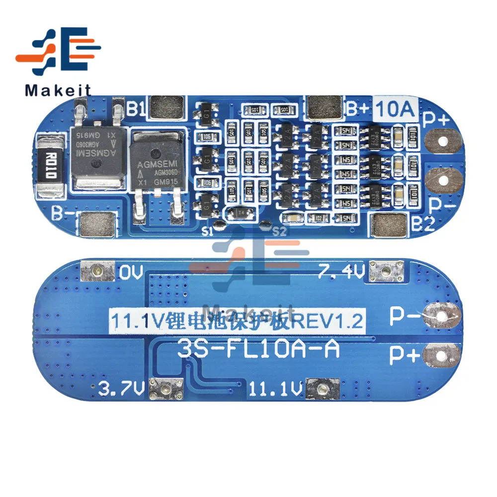 Защитная плата зарядного устройства 3S 10A BMS 18650 модуль печатной платы 12 6 в
