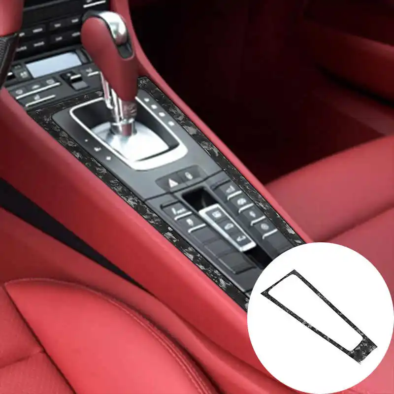 

For Porsche 718 2016-2019 911 2012-2018 Forging Grain Gear Panel Stickers Strip Trim Cover Car-Styling Internal Accessories