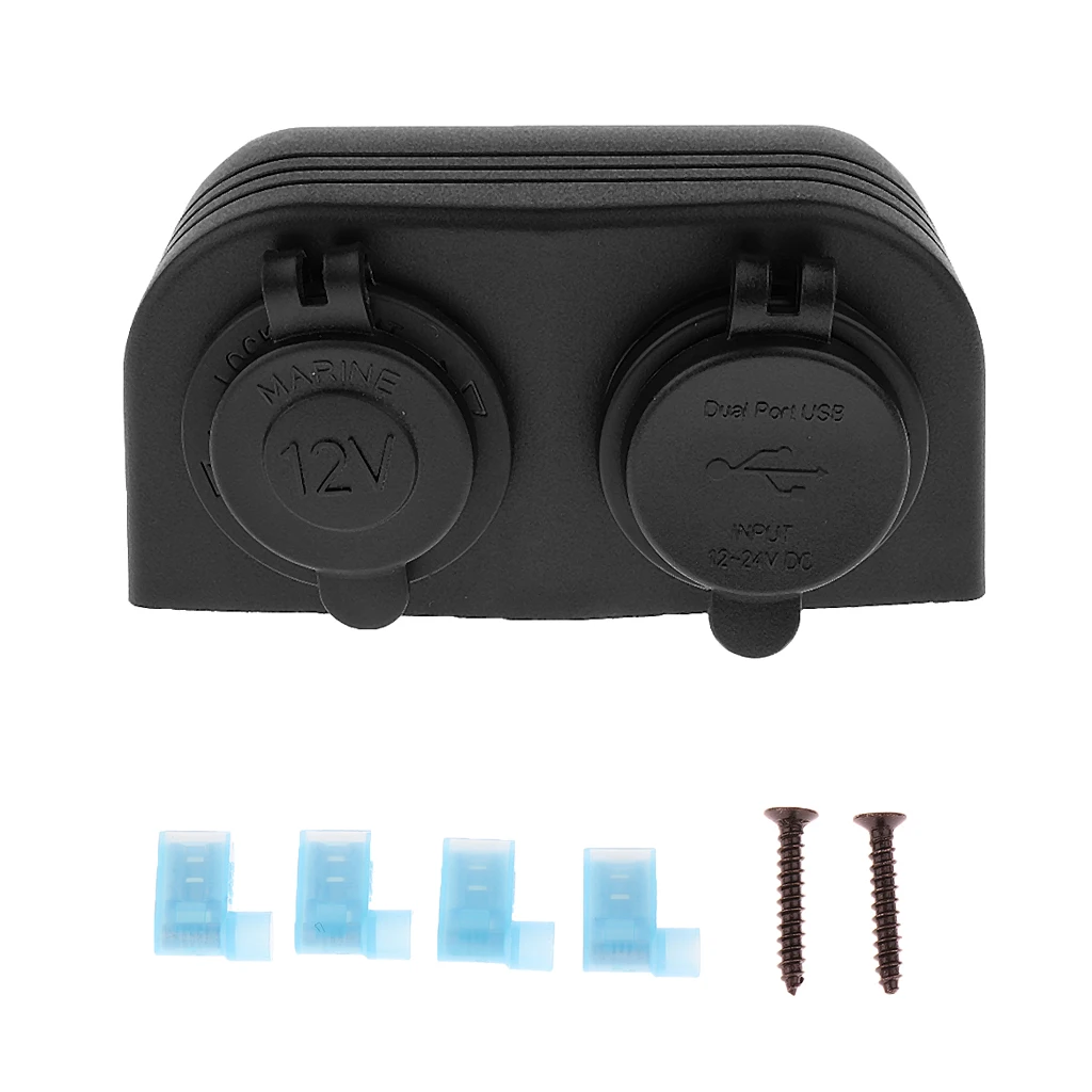 Лодка автомобиль 12V розетка питания двойной USB зарядное устройство гнездо