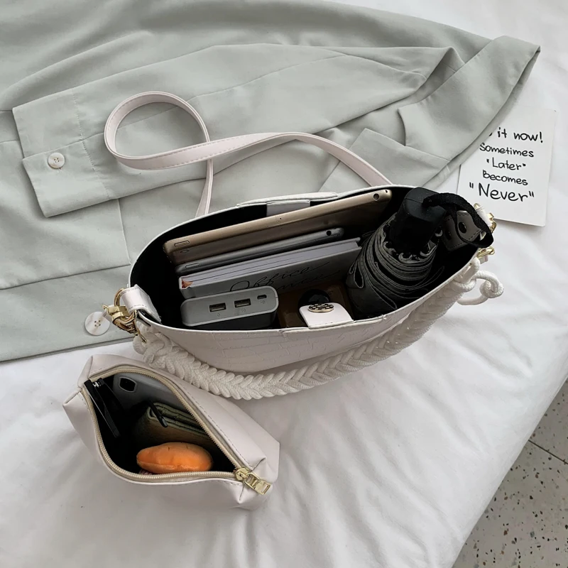 

2021 Summer New Women's Bag Fashion Bucket Bag Stone Pattern Shoulder Bag Ladies Handbag Picture-mother Bag Diagonal Female Bag