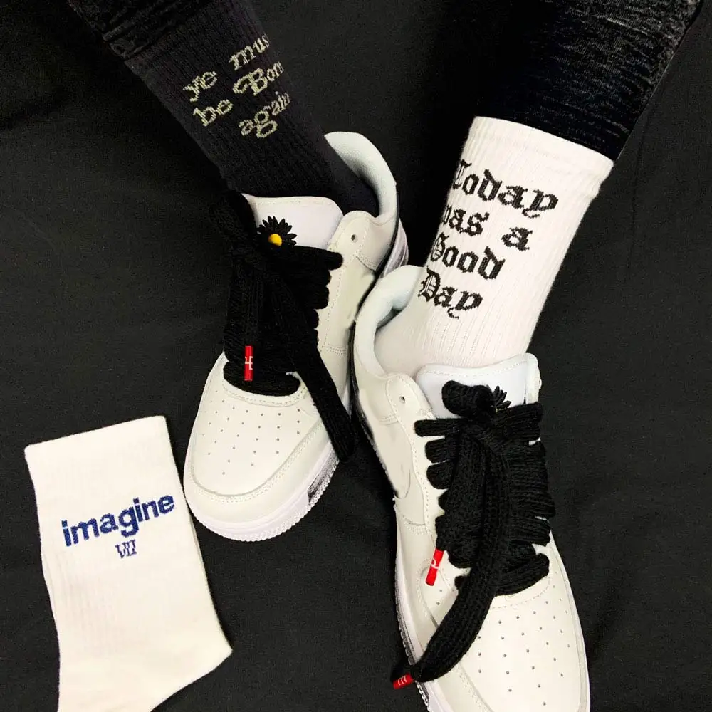 

Счастливые носки с надписью хлопковая русский черный, белый цвет забавные носки для малышей; Комплект с надписью Harajuku Calcetines Mujer смешной 1 пар...