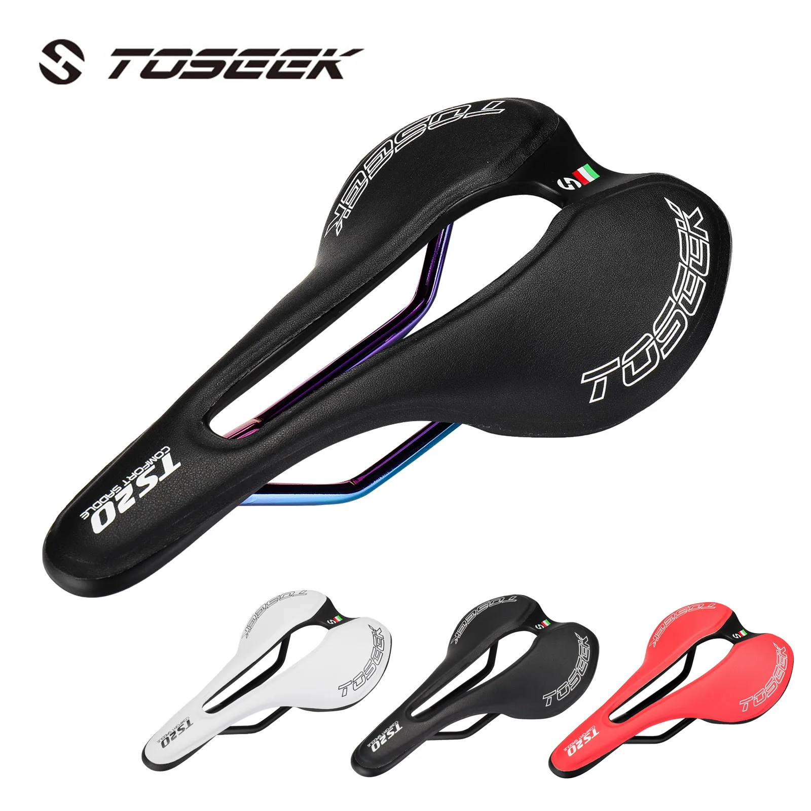 

TOSEEK Bicycle Saddle MTB Road Bike Seats Bike Racing Saddles Fiber Breathable Soft Seat Cushion Ultralight Cycling Accessories