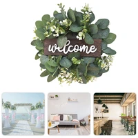 artificial wreath leaves branch garland welcome sign door wreath welcome door sign wall wreath for living room wall decoration