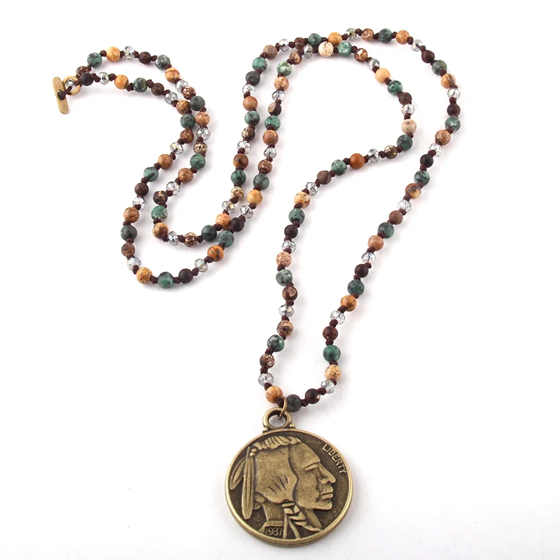 Модные богемные Этнические украшения 4 мм натуральные камни длинные