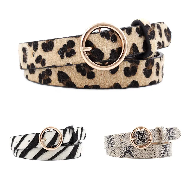 Fashion Leopard Snake Zebra Print Waistband Women Thin Waist Belt PU Leather Gold Ring Buckle Belts For Ladies Accessories | Аксессуары