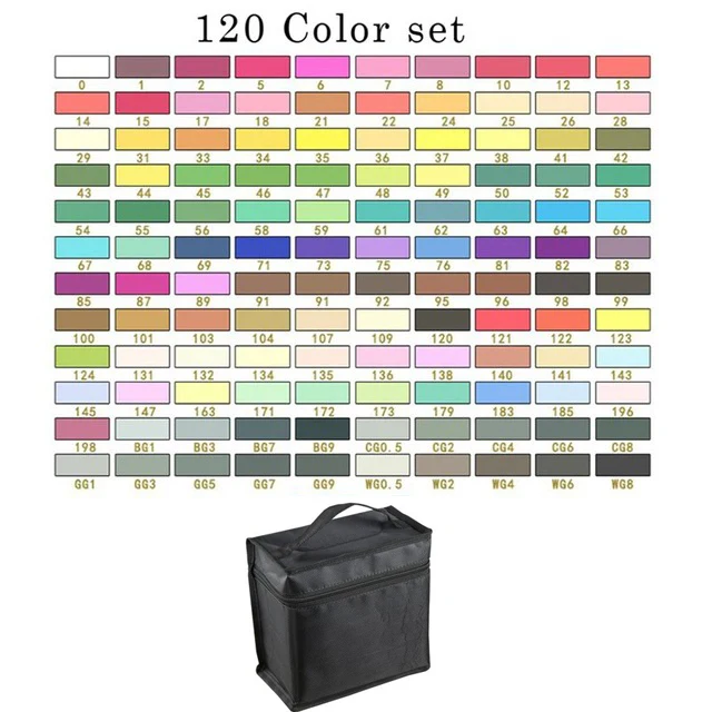 120 Color with a bag Улучшенный художественный маркер спиртовые маркеры двуглавый маркер ручка комплект, принадлежности для живописи красочные водонепроницаемые ручки кисти ручка чертежные маркеры - Цвет: 120 Color with a bag