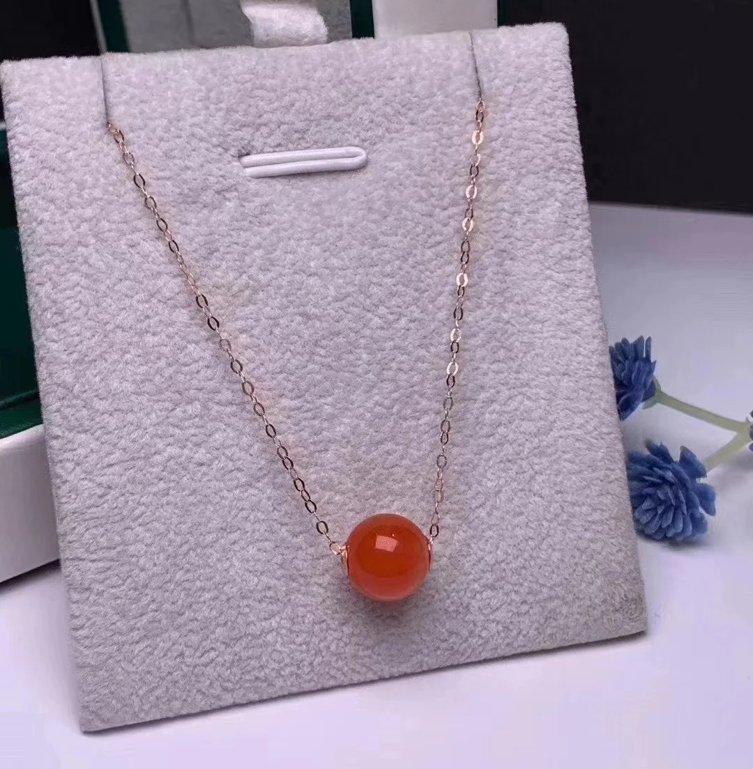 

shilovem 18K yellow Gold real Natural south Red agate pendants necklace fine Jewelry classic gift plant gift new mymz8.5-96648nh