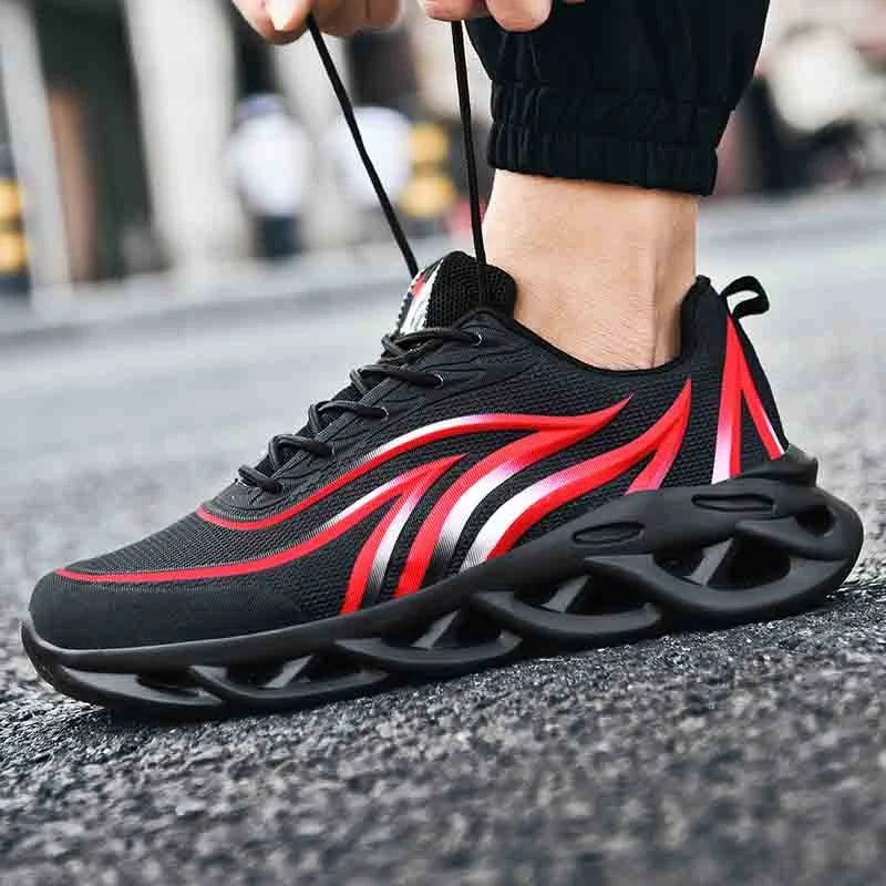 Flame Printed Men's Red Sneakers Lightweight Sports Shoes Men Blade Shoes Breathable Outdoor Running Shoes Men zapatillas hombre