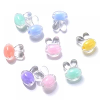 20406080pcs 6colors cute rabbit head shape acrylic spacer beads for jewelry making diy charms bracelet necklace accessories