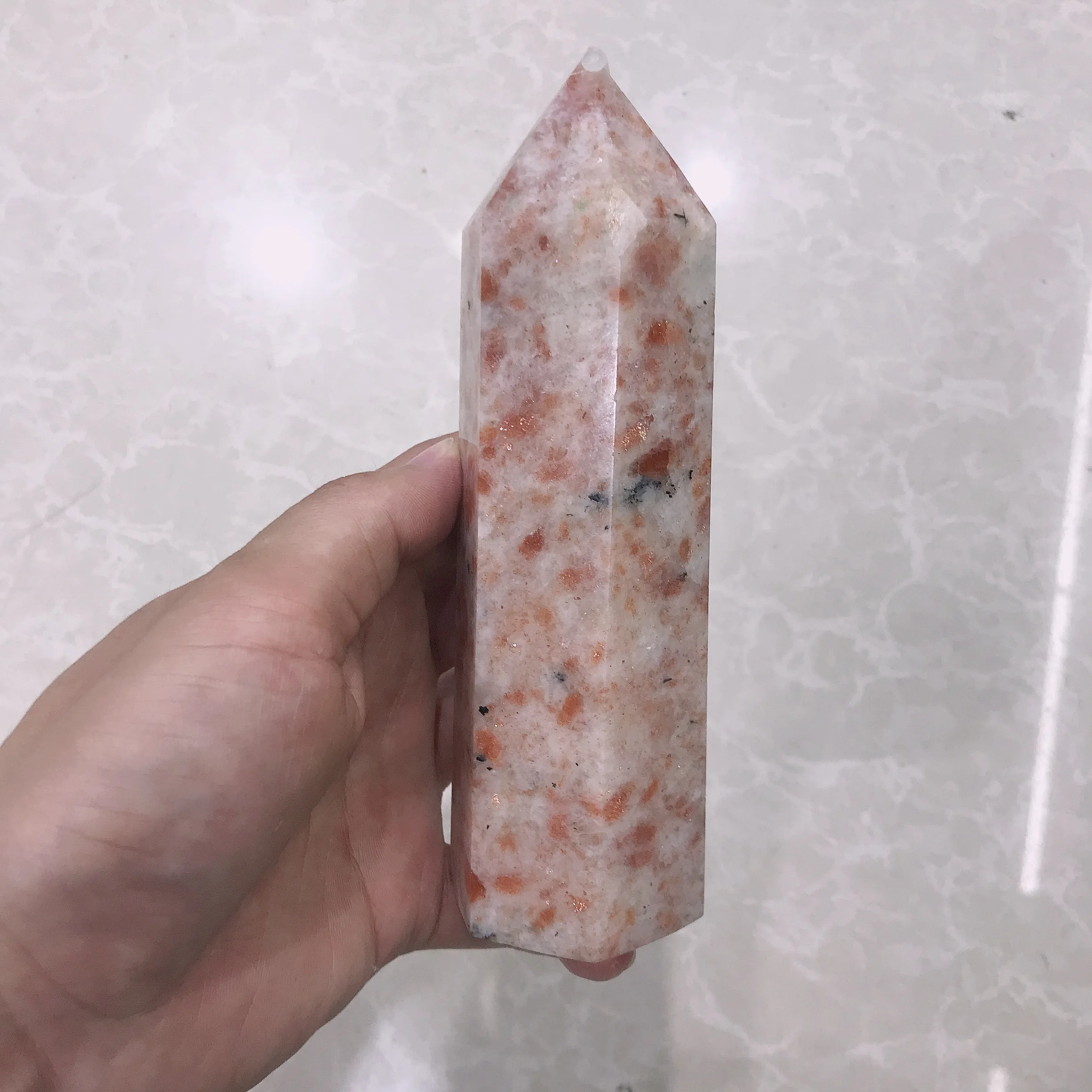 

1pc Natural Crystal Sun Stone Energy Healing Stone Original Crystal Stone Intarta Orange Wand Home Decoration Reiki Obelisk Gift