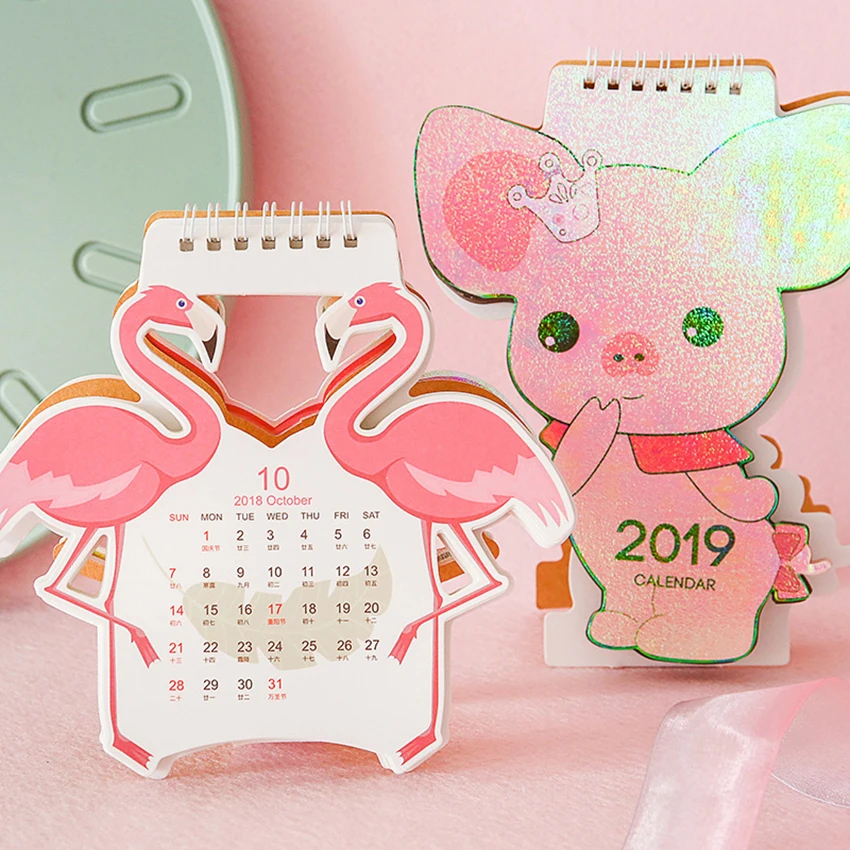 Лазерный мини календарь в виде фламинго свиньи настольный органайзер для
