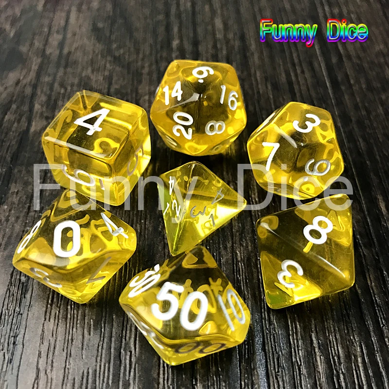Желтый 7 шт/пакет многогранные кости для настольных игр|Настольные игры| |