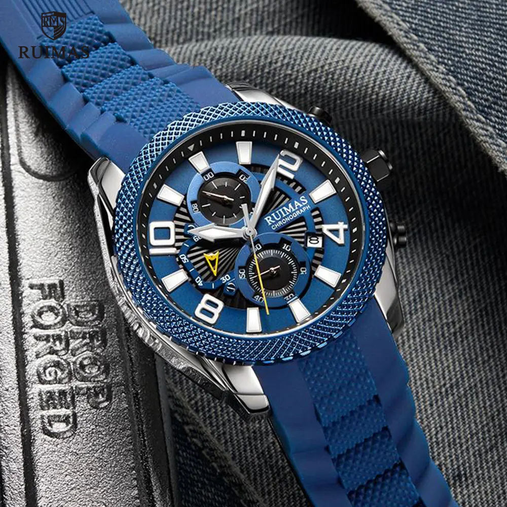 RUIMAS военные спортивные наручные часы Мужские Роскошные Топ бренд хронограф