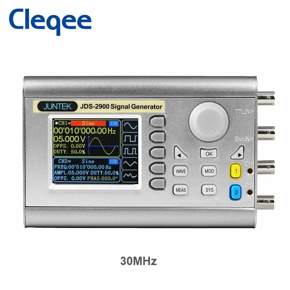 Cleqee JDS2900 30 МГц Портативный двухканальный DDS функция генератор сигналов