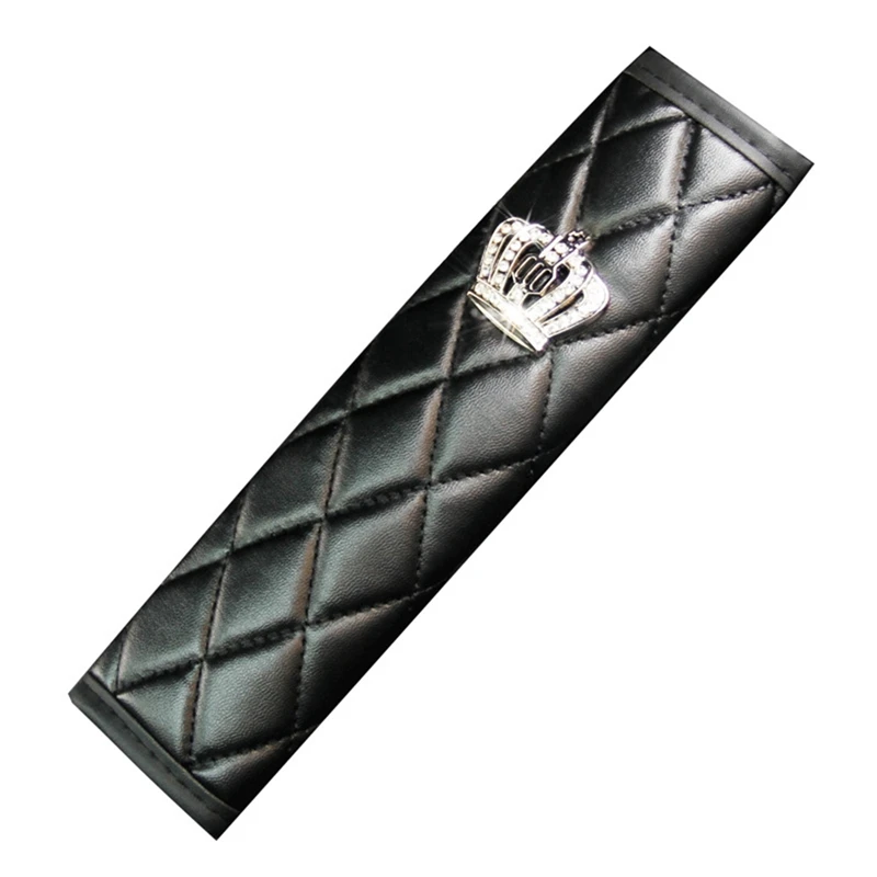 

1PC Crown Car Seat Belt Shoulder Protective Cover-Black Crown Seat Belt Shoulder Protective Cover 6.5X23cm Fashion Auto Parts