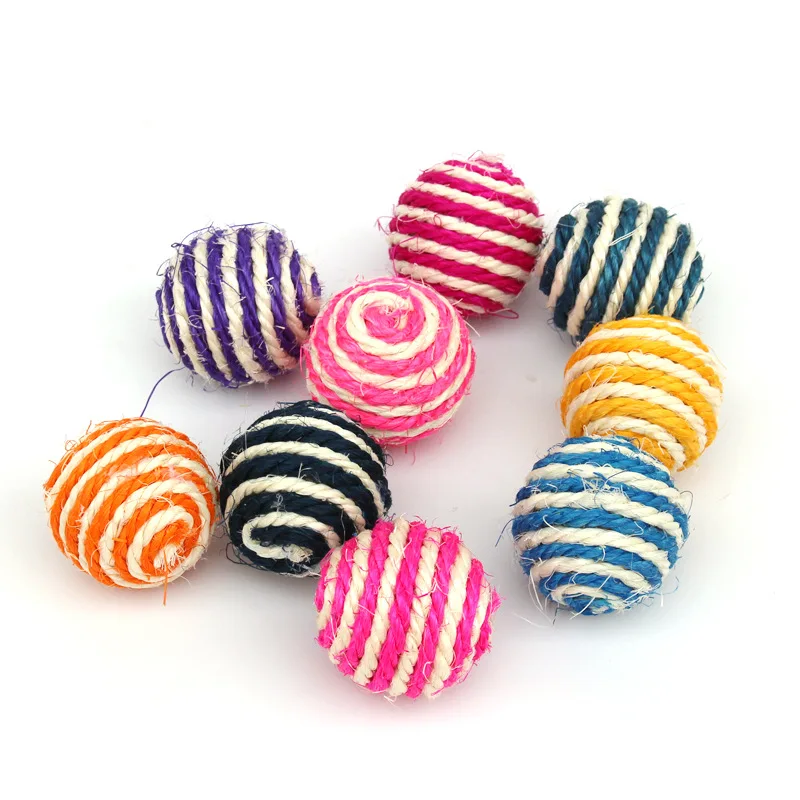 

5pcs Cat Pet Sisal Rope Weave Ball Teaser Play Chewing Rattle Scratch Catch Toy Interactive Scratch Chew Toy For Pet Cat Dog