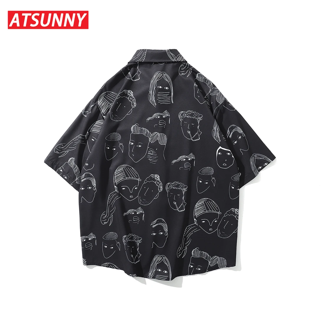 

ATSUNNY fashion Short Sleeve HipHop Streetwear Casual Man Summer Fashion Hong Kong Style Shirt Tops