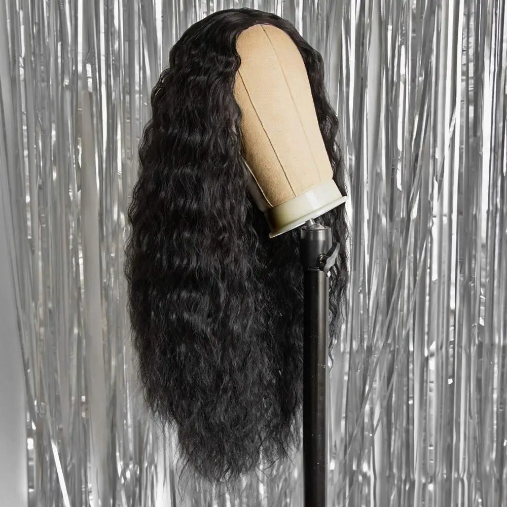 Длинные черные курчавые афро кудрявые вьющиеся человеческие волосы парик на