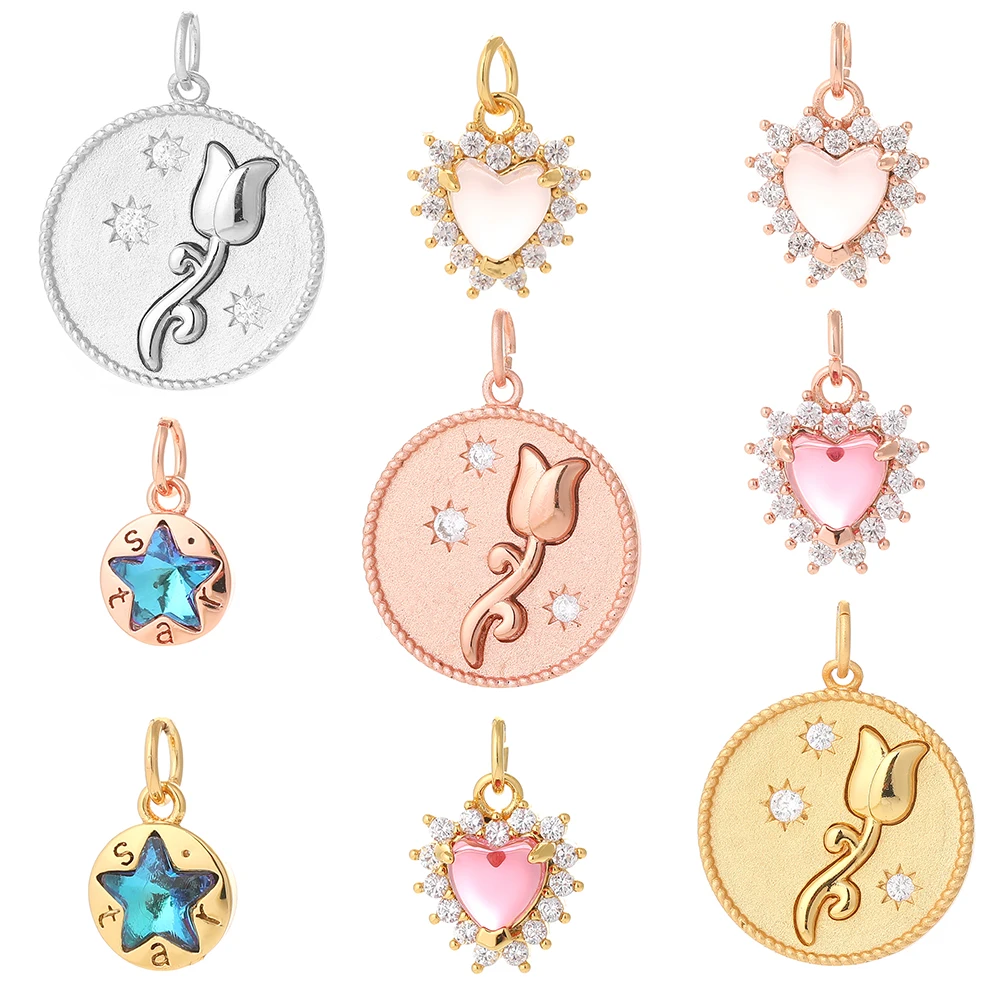 

Jewelry Charms for Jewelry Making Rose Heart Butterfly Pendant Charms Diy Earrings Necklace Bracelet Gold Silver Color Copper