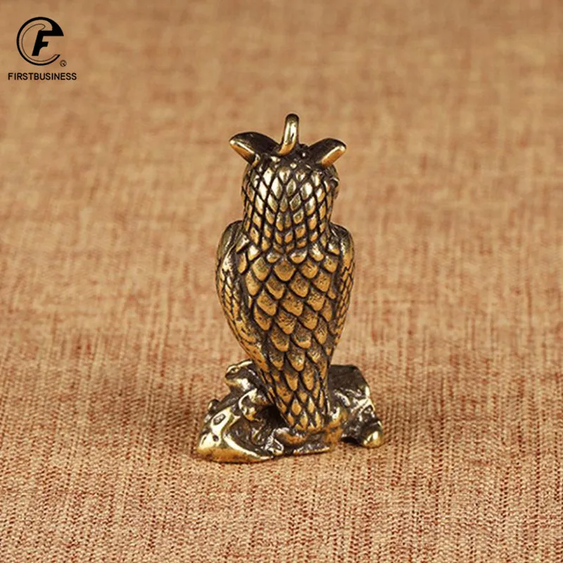 Старинная бронзовая стойка статуя Совы настольное маленькое украшение