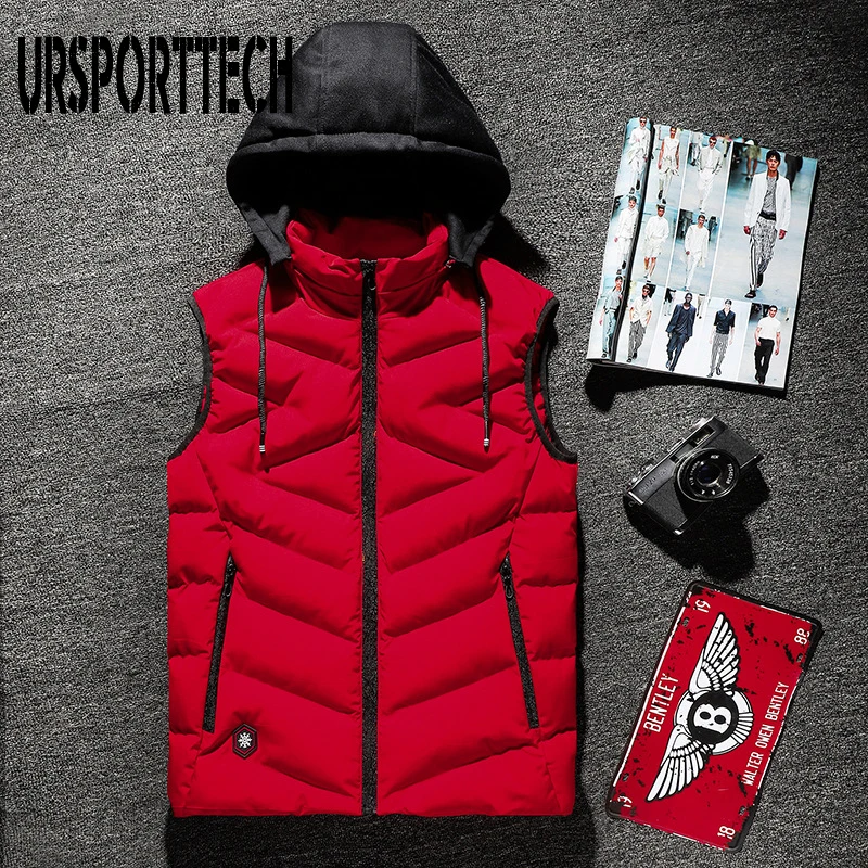 Men's Vest Winter Down Vest Casual Waistcoat Men's Sleeveless Jacket Plus Size 8XL Warm Men Vest Overcoats Hat None Detachable