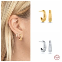 aide 925 sterling silver gold c shape twist glossy stud earrings for women girls jewel gift unusual earrings piercing pendientes