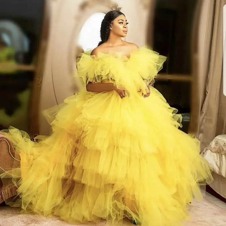 

2021 Pregnant Photo Bathrobe Pajam Robe Tulle Tiered Pregnant Gowns Custom Made Bathrobe Mesh Prom Bridesmaid Shawl