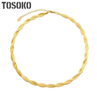 tosoko stainless steel jewelry cross wound personality bright necklace bracelet womens fashion suit bsp006 bse004