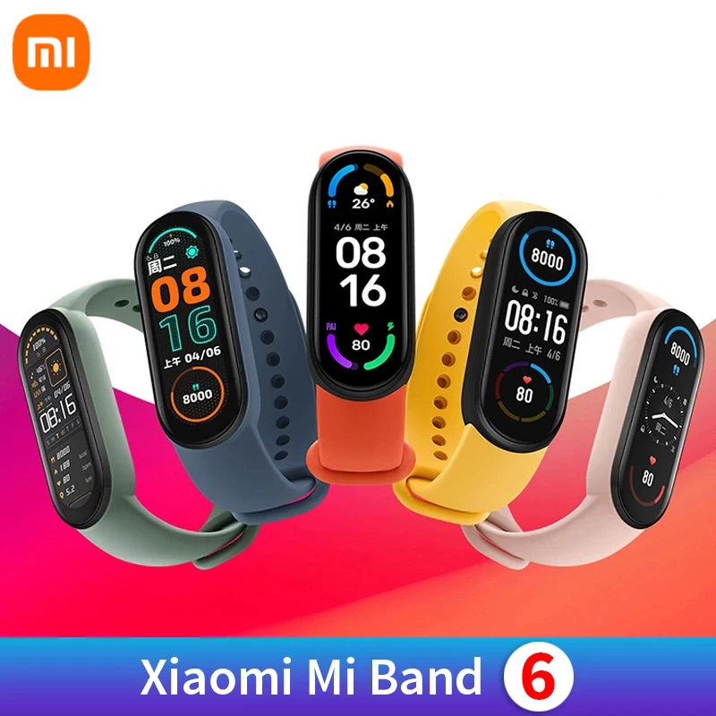 Смарт-браслет Xiaomi Mi Band 6 фитнес-трекер с экраном AMOLED мониторингом пульса и