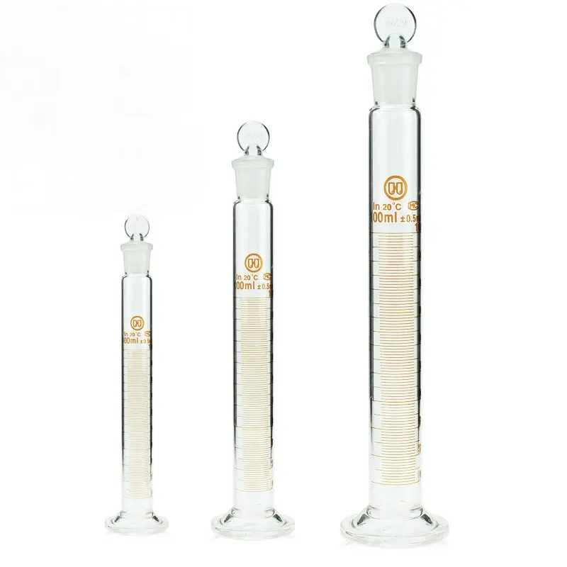 1pcs 10ml/25ml/50ml/100ml/250ml/500ml/ 1000ml Laboratory Glass Sclaled Measuring Cylinder with Glass Stopper