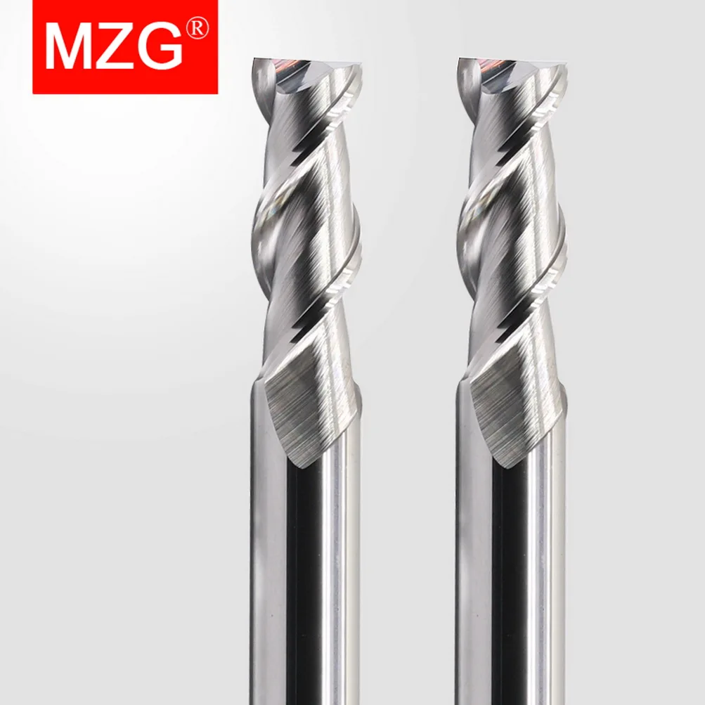 MZG 2 Flute Cutting HRC55 3mm 5mm 6mm Aluminium Copper Processing CNC Router Tungsten Steel Sprial Bit Milling Cutter End Mill images - 6