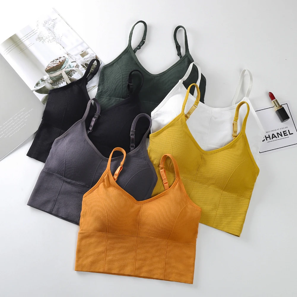 

Women Seamless Wrapped Chest Bra Tank Top Underwear Wireless Padded Solid Lingerie Female Vest Crop Tops Breathable Camisole