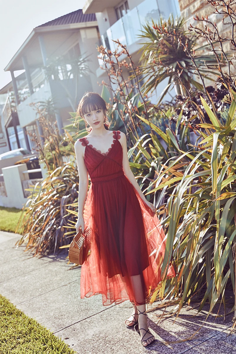 Женский сетчатый сарафан вечерние платья трапециевидной формы с аппликацией