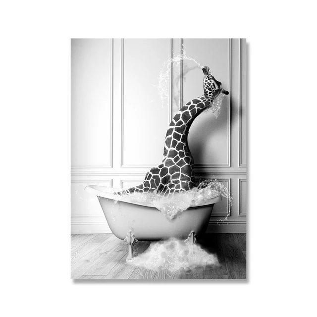 Милые животные картины на холсте настенное искусство веселый Жираф  фотография HD для гостиной ванной Декор квадраты | AliExpress