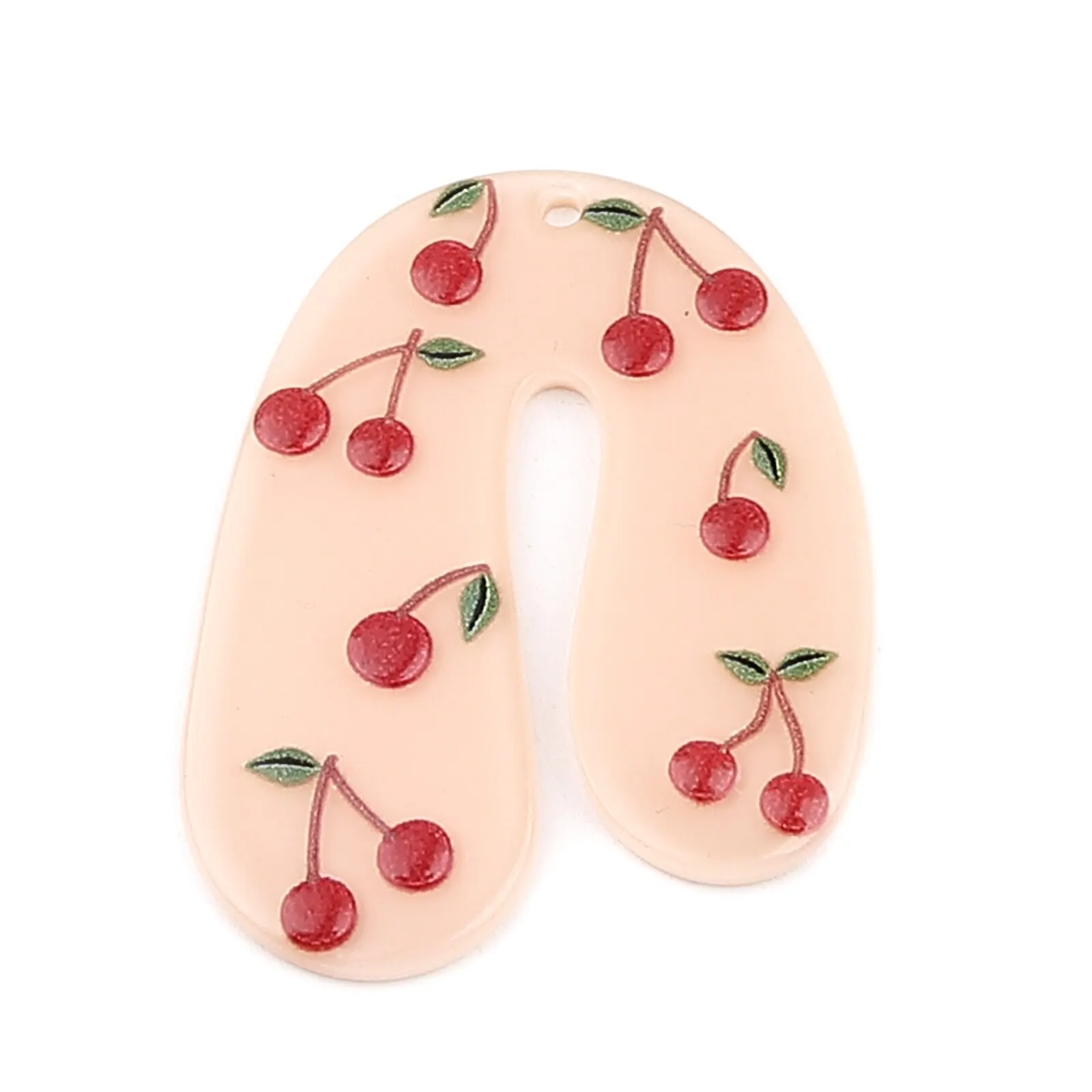 

3PCs Cute Cherry Fruit Series Pendants Acrylic U-shaped Peach Pink Charm Women Fashion Jewelry DIY Drop Dangle Jewelry 45mmx34mm