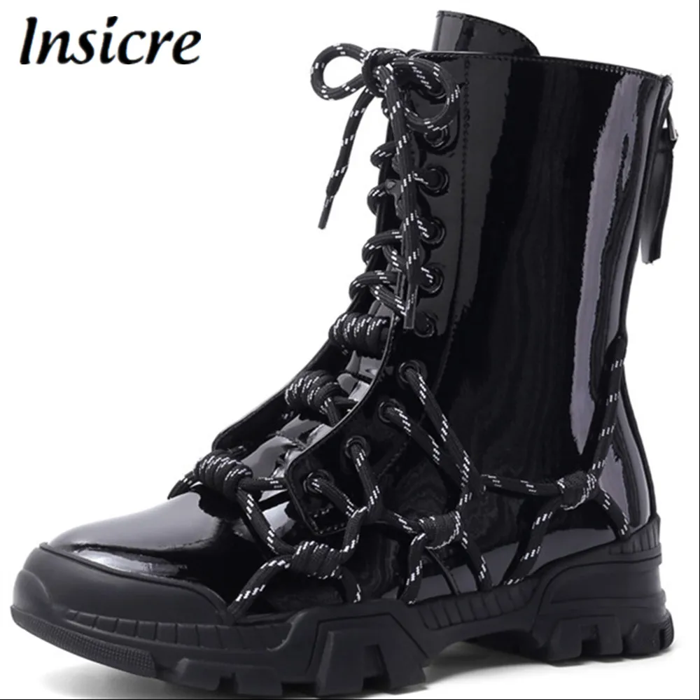 Insicre женские сапоги до середины икры из бычьей кожи на плоской подошве