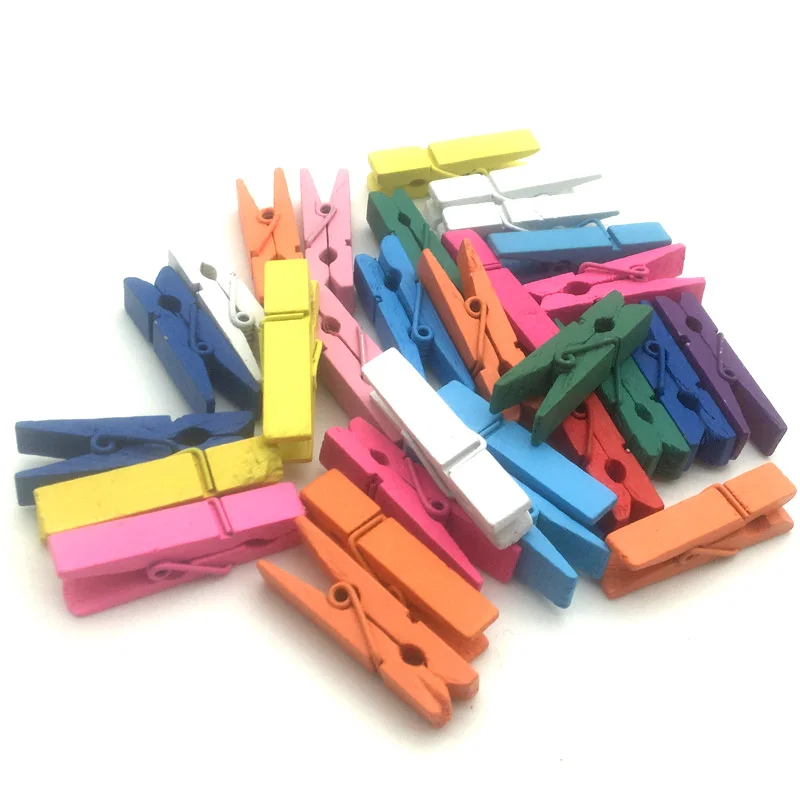 

30 шт./50 шт./лот Разноцветные деревянные прищепки для одежды бумажные фото Подвесные пружинные зажимы прищепки для визиток 35 мм